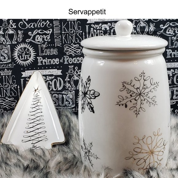 Serveappetit Other - Servappetit Christmas Cookie Jar & Candy Dish set New